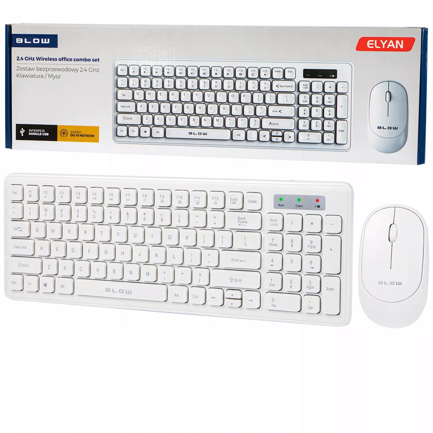 BELAIIDĖ KOMPIUTERIO PELĖ IR KLAVIATŪRA UNIVERSALI USB, SKLANDI DARBUI, PLONA, BALTA