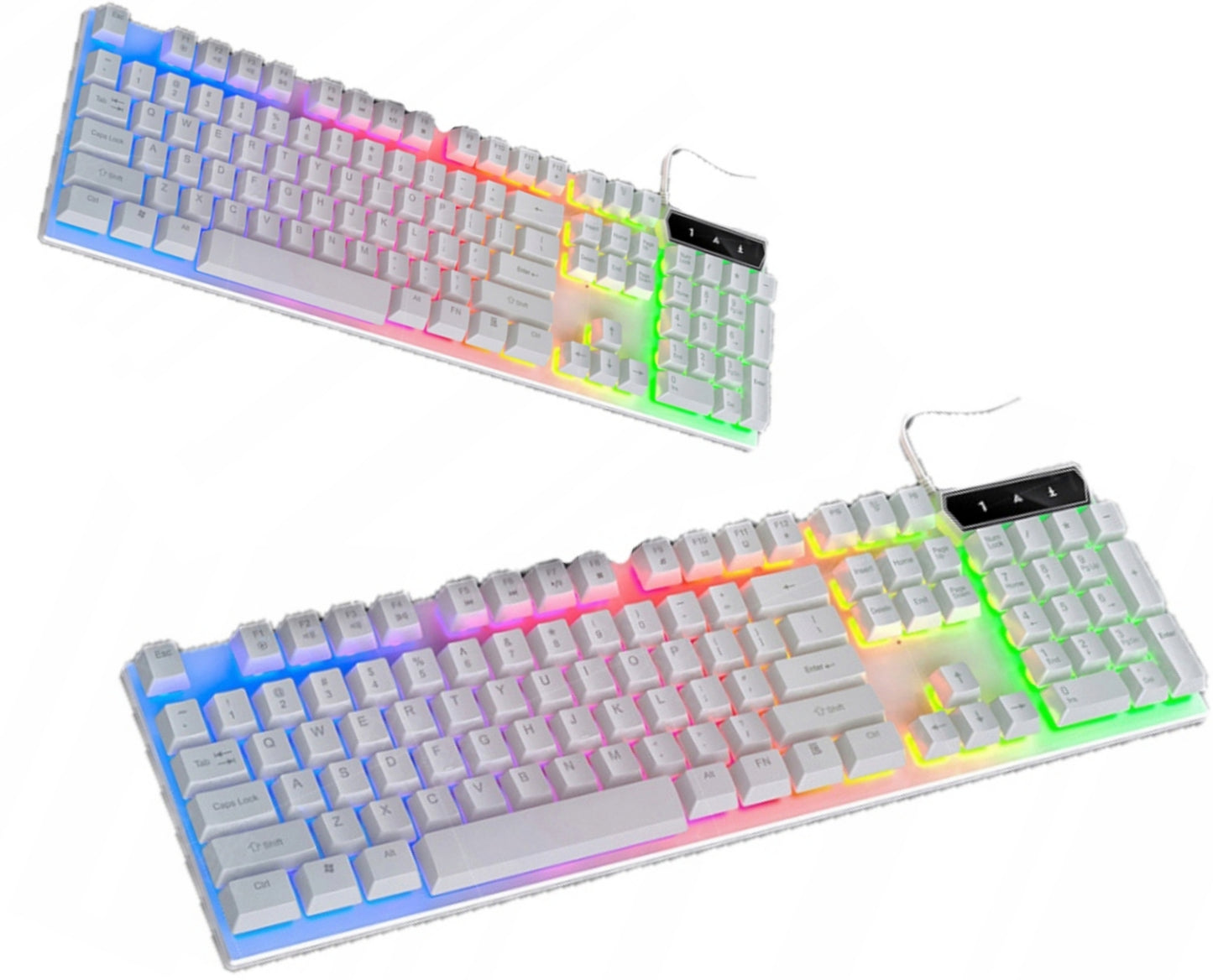 Apšviesta RGB žaidimų klaviatūra žaidėjams ant stalo