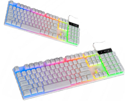 Apšviesta RGB žaidimų klaviatūra žaidėjams ant stalo