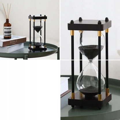 Stiklinis medinis laikmatis retro stiliaus 60 minučių XXL 25x10 cm raudonas dovana