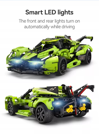 CADA statybiniai blokeliai, automobilis su nuotoliniu valdymu, BALDE, 432 elementai, RC dviejų režimų + LED