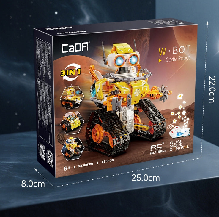 Statybiniai blokeliai CADA CODE ROBOT MODEL W.BOT RC Nuotoliniu būdu valdomas DUAL MODE 455 elementai