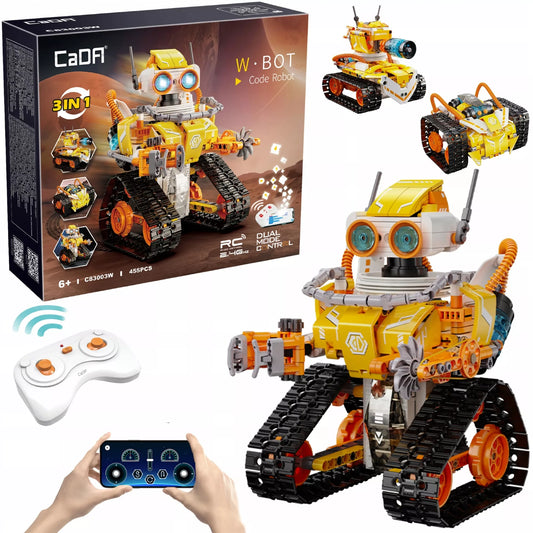 Statybiniai blokeliai CADA CODE ROBOT MODEL W.BOT RC Nuotoliniu būdu valdomas DUAL MODE 455 elementai