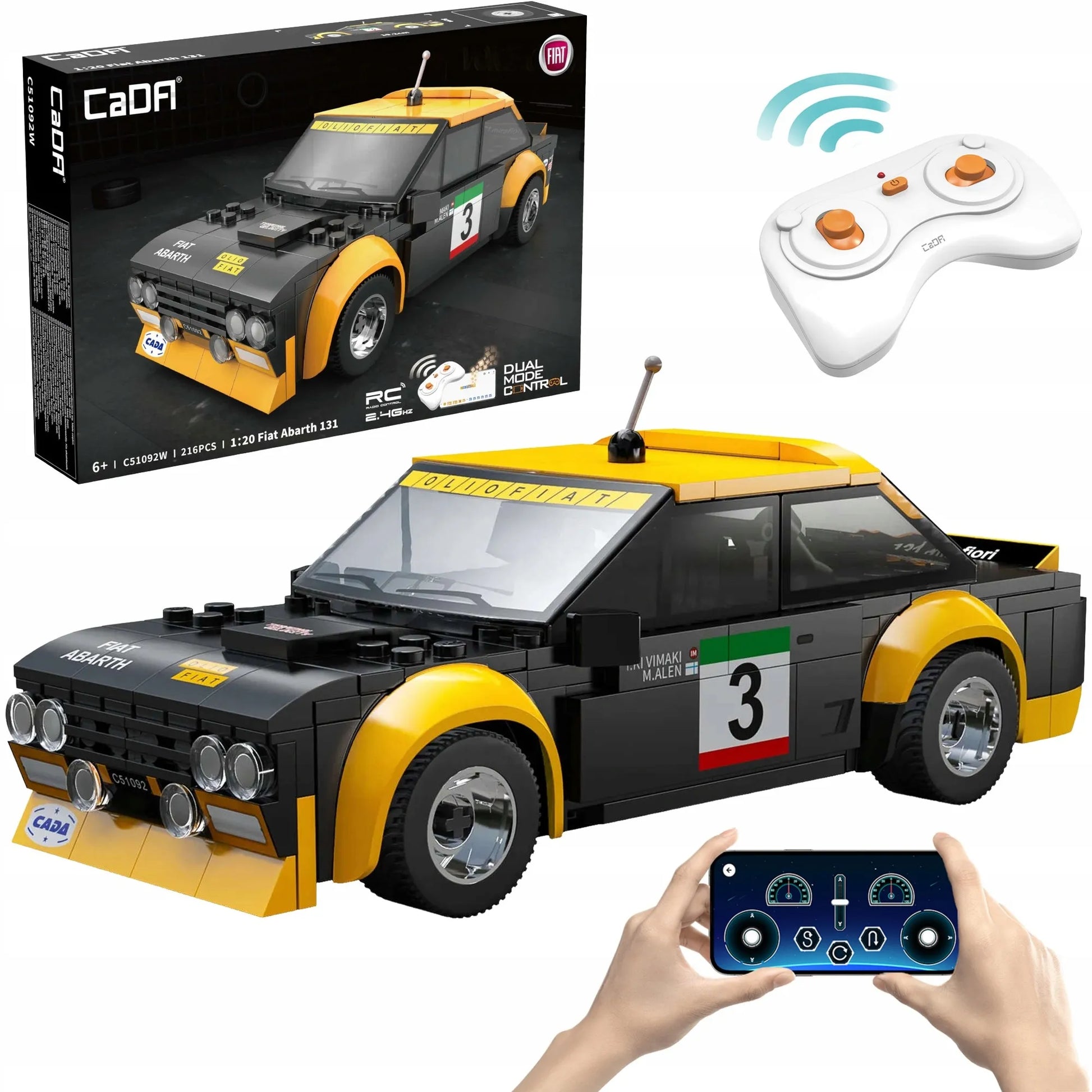 CaDA FIAT Abarth 131 Dual Mode RC kaladėlės, 216 vnt.
