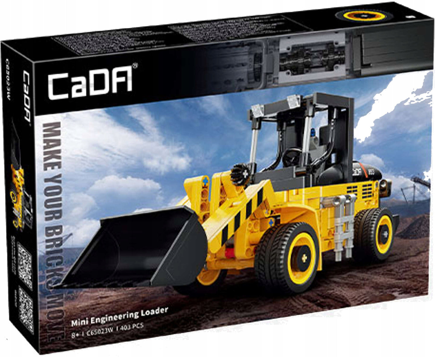 Statybiniai blokeliai CADA TECHNIC mini ekskavatorius-krautuvo modelis 403 detalės, judančios dalys, dovanai