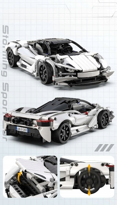 CADA konstruktorius NUOTOLINIU BŪDU VALDOMAS SPORTINIS AUTOMOBILIS SUPER STORM 30CM 402 dalys DUAL