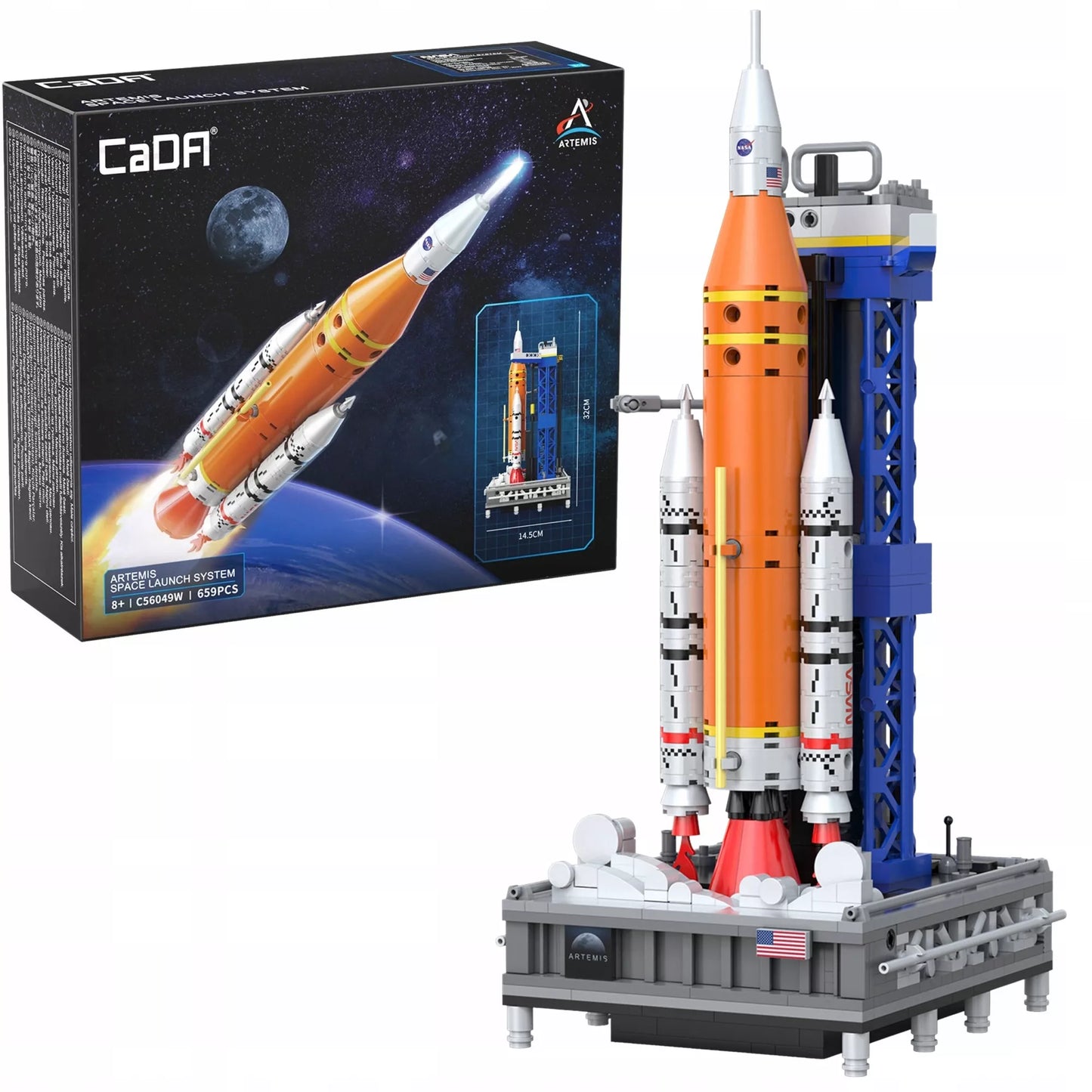 Statybinės kaladėlės CaDA NASA kosminė raketa Artemis SLS programa, 659 elementai