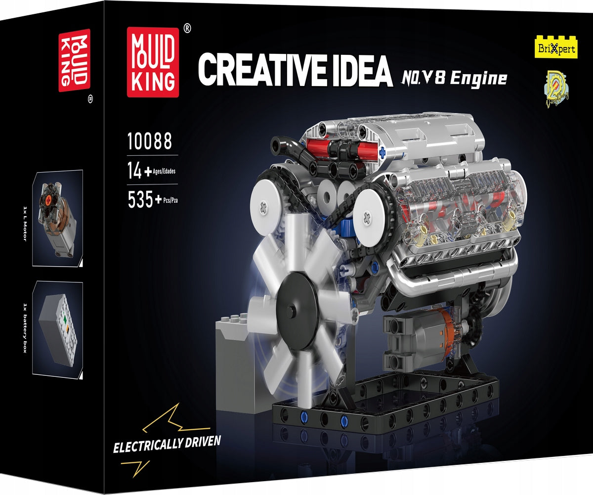 MOULD KING 10088 V8 VARIKLIS MODELIS AŠTUONIŲ CILINDRŲ vidaus DEGIMO VARIKLIS