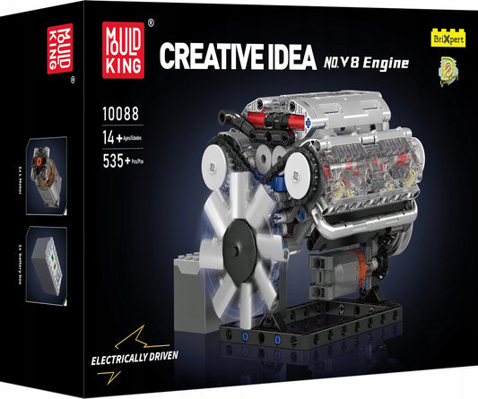 MOULD KING 10088 V8 VARIKLIS MODELIS AŠTUONIŲ CILINDRŲ vidaus DEGIMO VARIKLIS