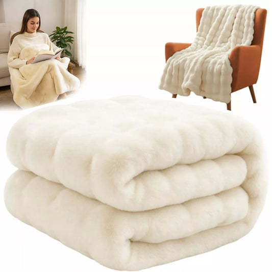 Baltas pliušinis pledas 160×100 cm, minkštas ir šiltas