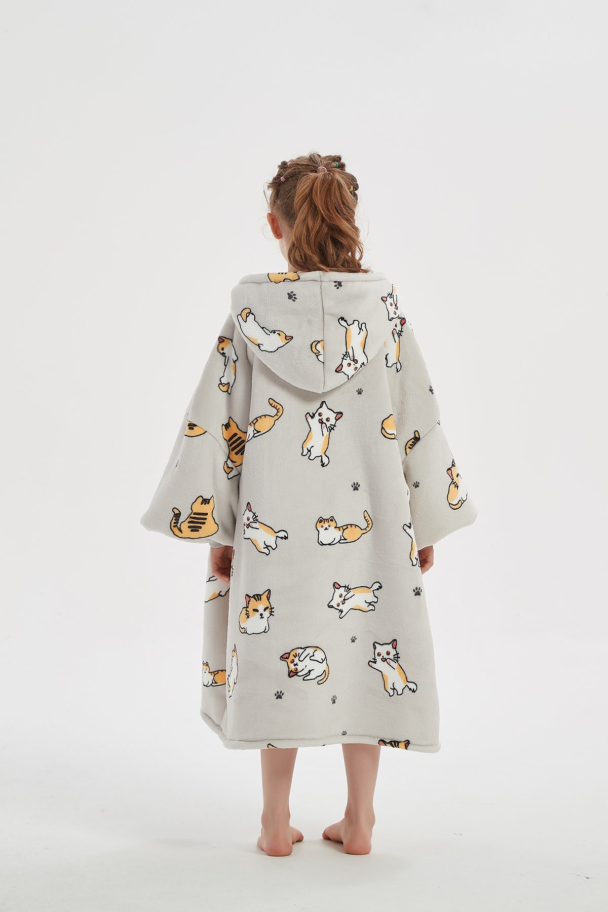 Šilta oversize antklodės džemperis 2 viename, storas XXL, su katėmis. KOCOBLUZA su gobtuvu, patogus