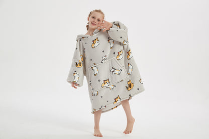 Šilta oversize antklodės džemperis 2 viename, storas XXL, su katėmis. KOCOBLUZA su gobtuvu, patogus