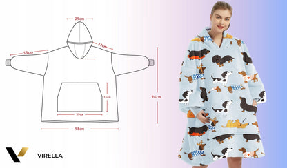 KOC Oversize storas pledinis džemperis su gobtuvu, šuniukai, kailinis, XXL + kojinės