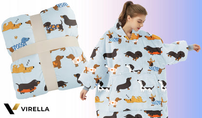 KOC Oversize storas pledinis džemperis su gobtuvu, šuniukai, kailinis, XXL + kojinės