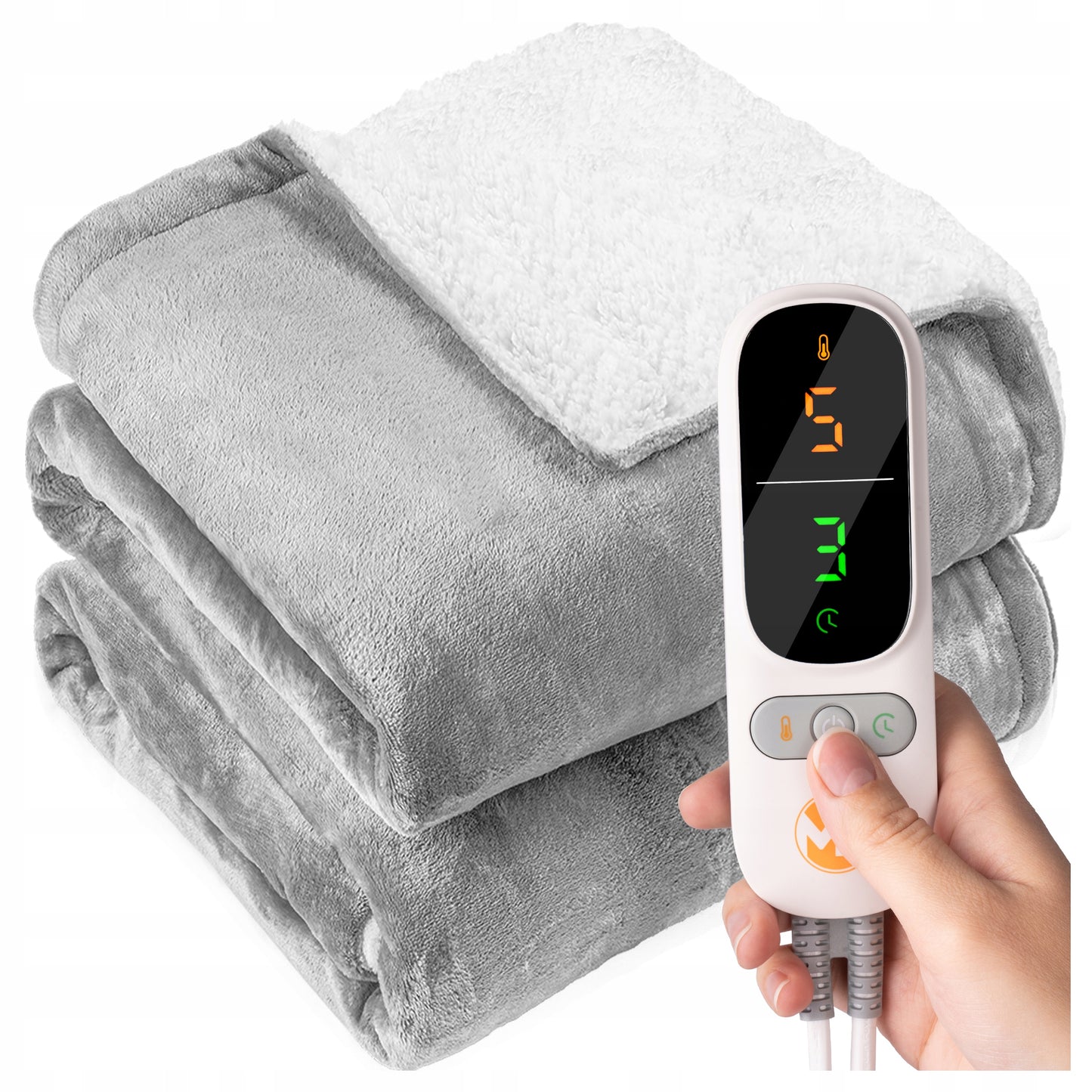 Didelis minkštas elektrinis šildantis pledas, su reguliuojamu laikmačiu ir nuotolinio valdymo pulteliu, 180x160