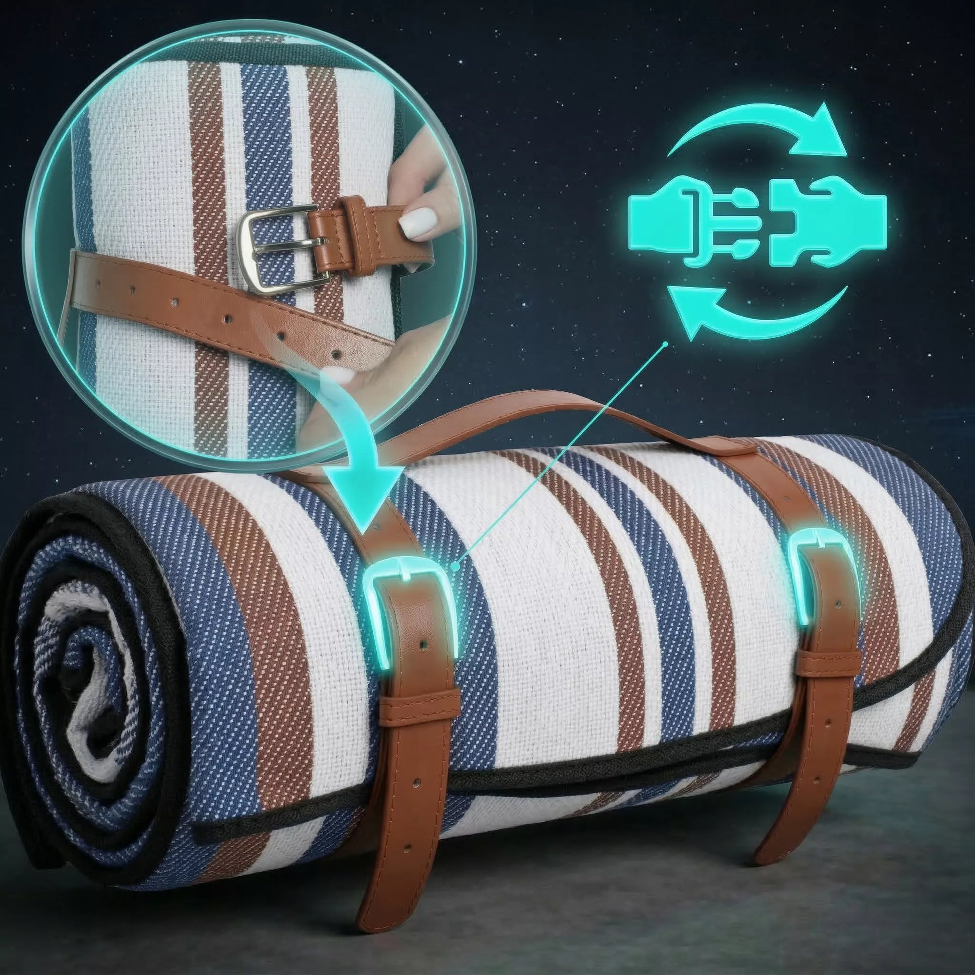 Iškylos apklotas paplūdimio kilimėlis su izoliacija vandeniui atsparus 200x200 cm didelis kempingui