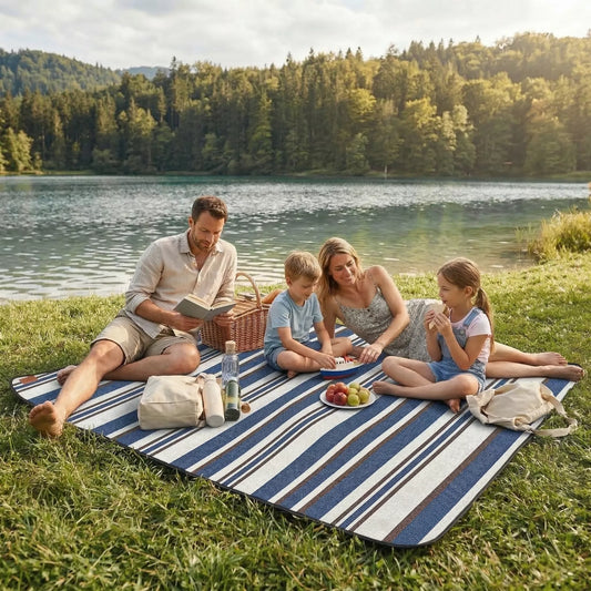 Iškylos apklotas paplūdimio kilimėlis su izoliacija vandeniui atsparus 200x200 cm didelis kempingui