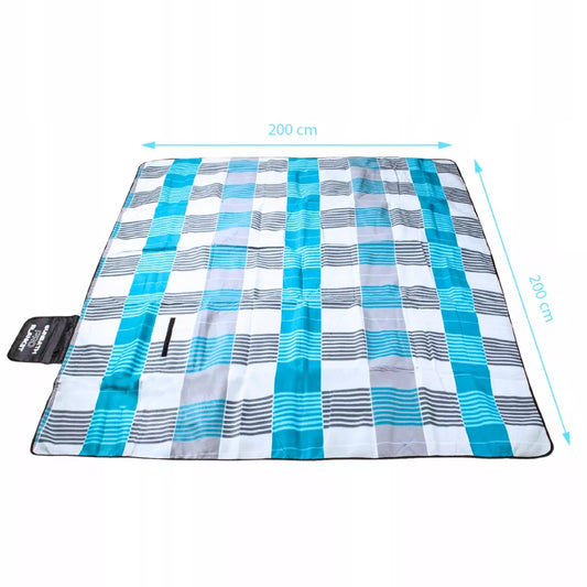 200x200cm izoliuotas paplūdimio pledas su rankena ir tvirtinimo detalėmis