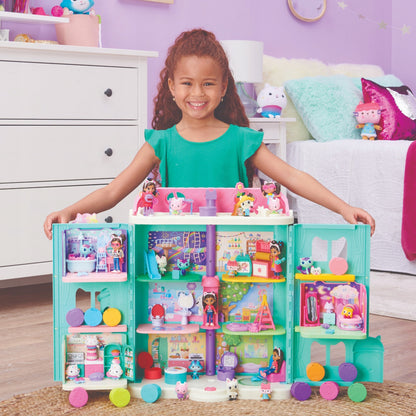 GABBY'S DOLLHOUSE interaktyvus kačių namelis Gabi, didelis 60 cm, su Panduś figūrėlėmis