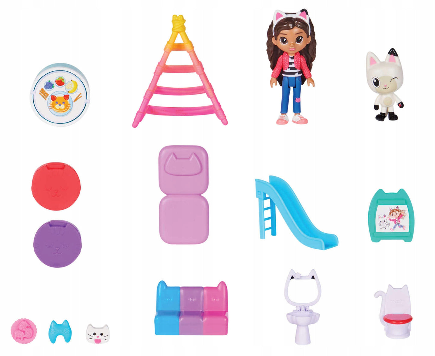 GABBY'S DOLLHOUSE interaktyvus kačių namelis Gabi, didelis 60 cm, su Panduś figūrėlėmis