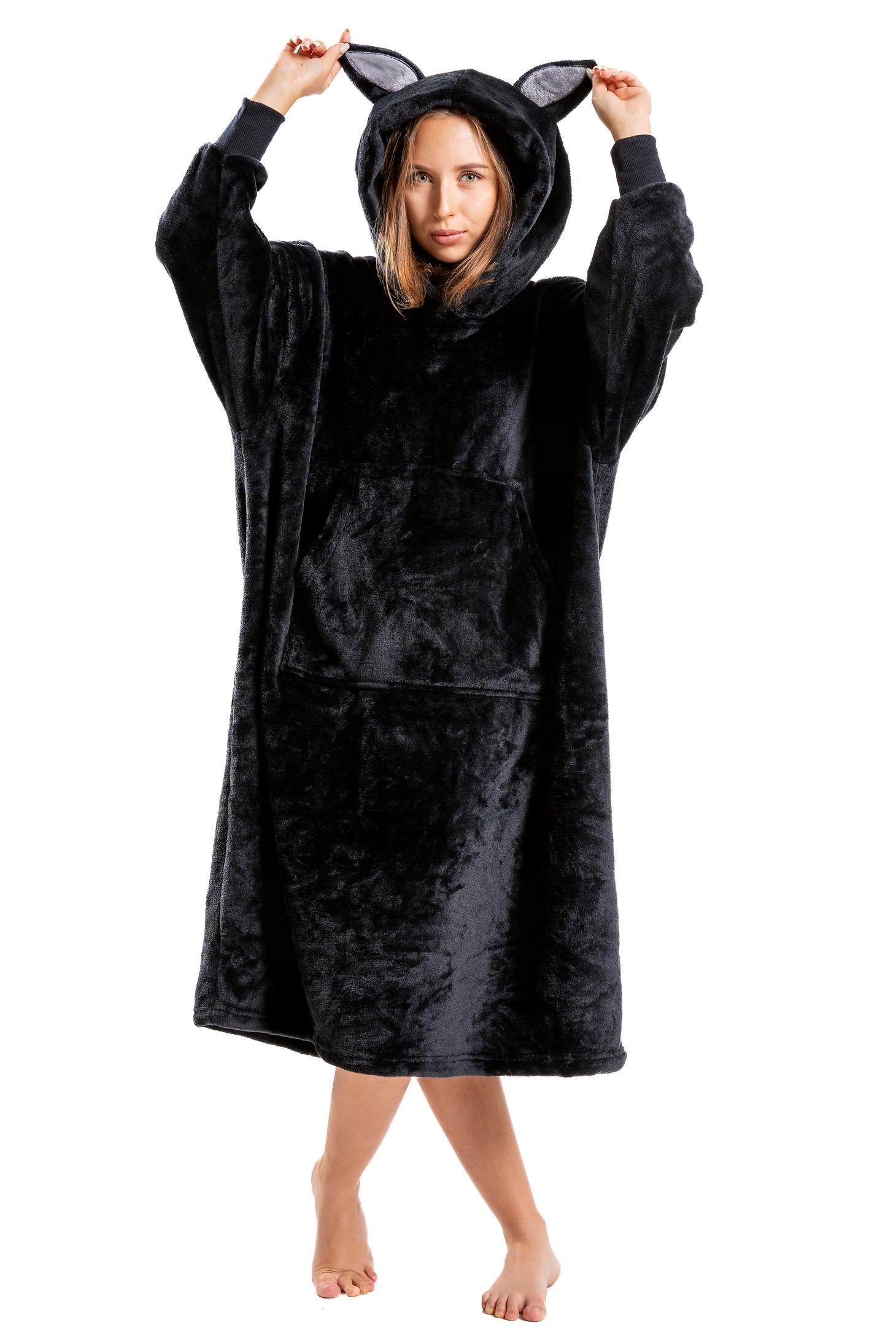 2 viename "KOCOBLUZA" Pagalvė Didelis Hoodie Antklodė su Gobtuvu Šikšnosparnis Šilta MORAJ Uni