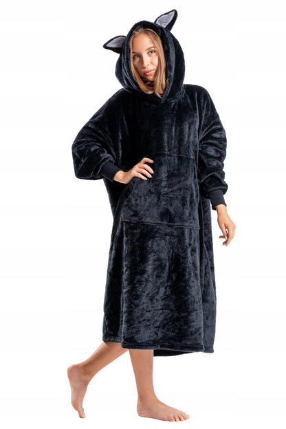 2 viename "KOCOBLUZA" Pagalvė Didelis Hoodie Antklodė su Gobtuvu Šikšnosparnis Šilta MORAJ Uni