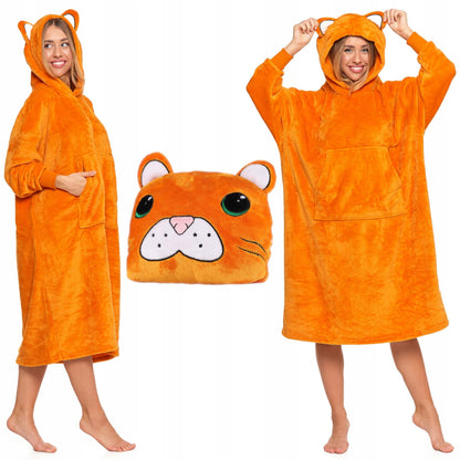 KOCOBLUZA 2in1 Pagalvė-Didelė Bluza-Pledas su Gobtuvu Dovanai MORAJ Uni