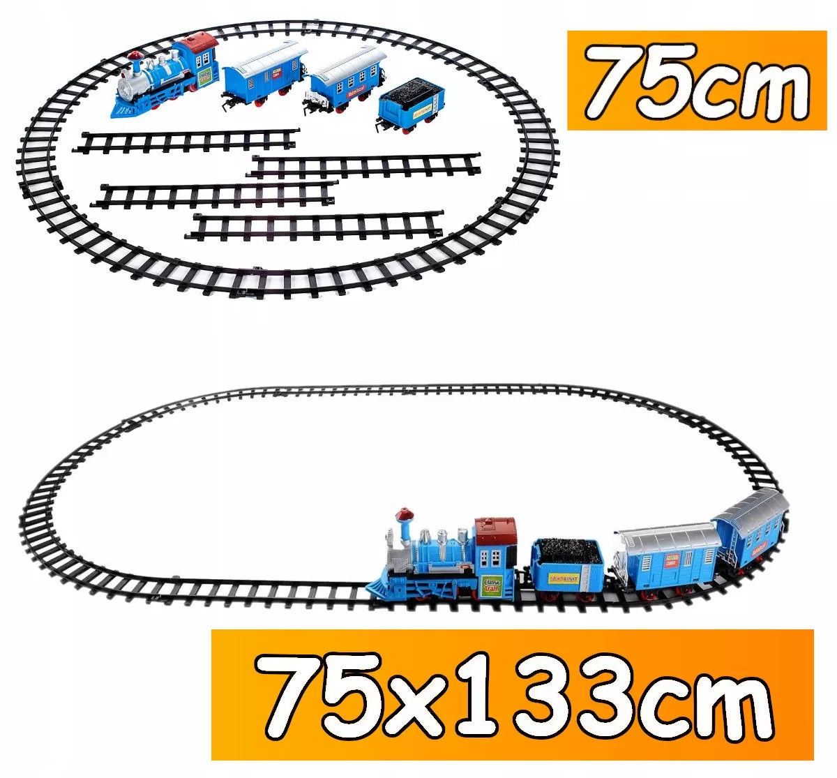 Elektrinis traukinys su bėgiais ir vagonais – rinkinys