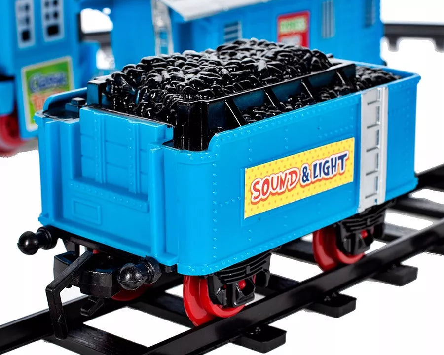 Elektrinis traukinys su bėgiais ir vagonais – rinkinys