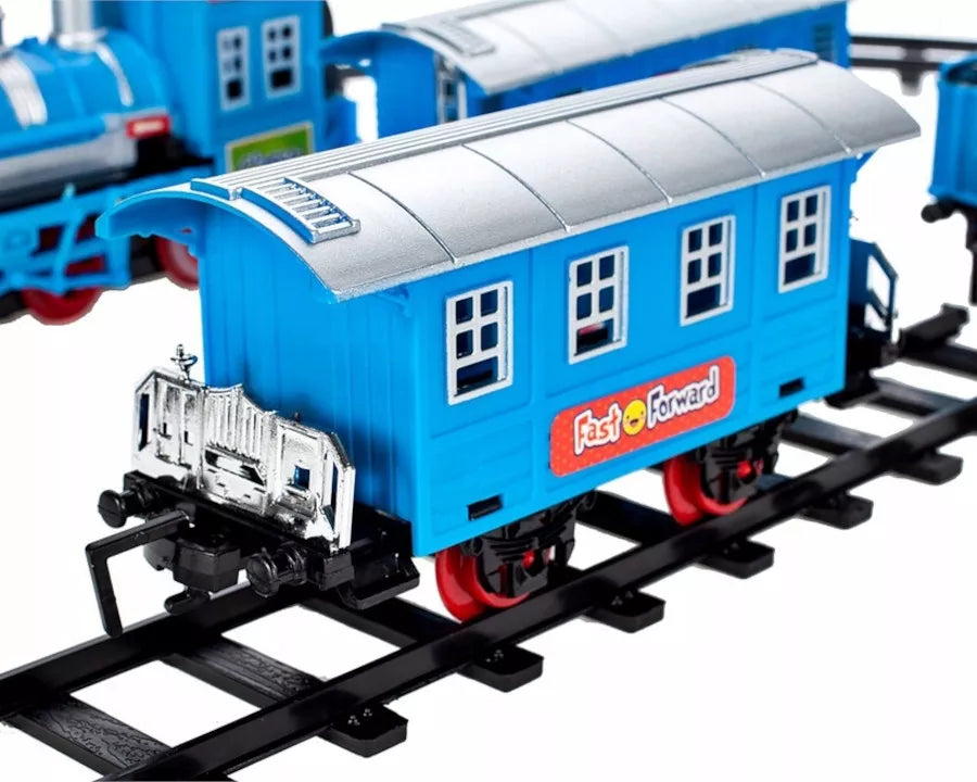 Elektrinis traukinys su bėgiais ir vagonais – rinkinys