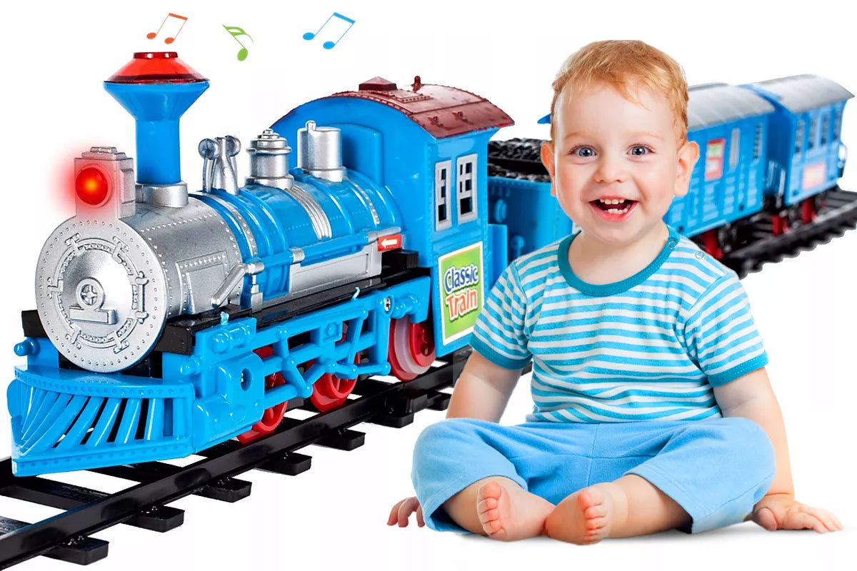 Elektrinis traukinys su bėgiais ir vagonais – rinkinys