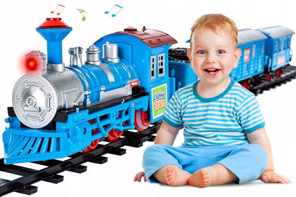 Elektrinis traukinys su bėgiais ir vagonais – rinkinys