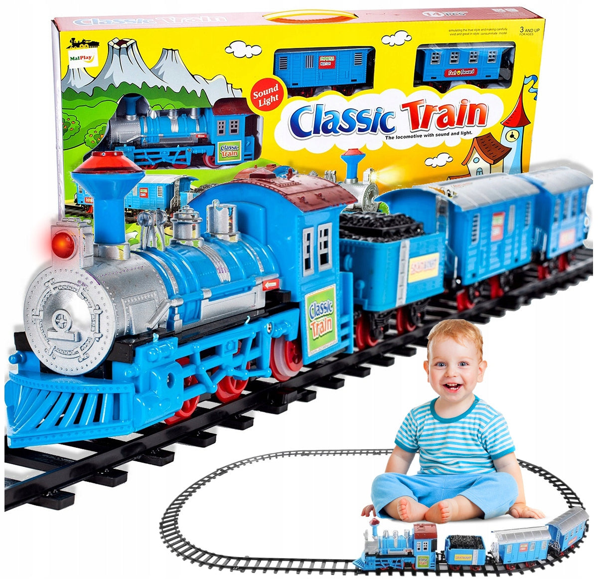 ELEKTRINIS TRAUKINUKAS Traukinys Bėgiai Vagonai Rinkinys mažyliui DOVANA