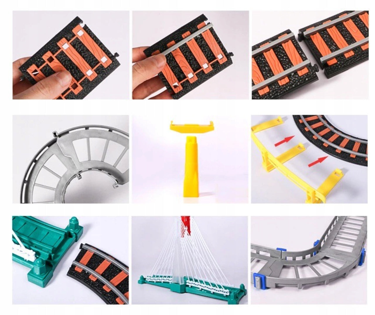 Elektrinis traukinukas, lokomotyvas, atjungiami vagonai, 700 cm lenktynių trasa