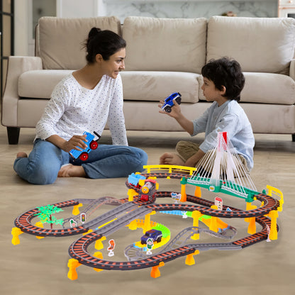 Elektrinis traukinukas, lokomotyvas, atjungiami vagonai, 700 cm lenktynių trasa