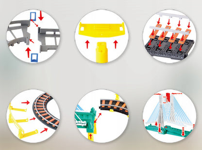 Elektrinis traukinukas, lokomotyvas, atjungiami vagonai, 700 cm lenktynių trasa