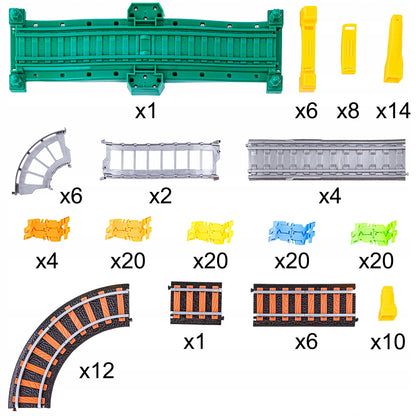 Elektrinis traukinukas, lokomotyvas, atjungiami vagonai, 700 cm lenktynių trasa