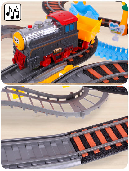 Elektrinis traukinukas, lokomotyvas, atjungiami vagonai, 700 cm lenktynių trasa