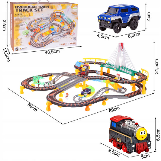 Elektrinis traukinukas, lokomotyvas, atjungiami vagonai, 700 cm lenktynių trasa