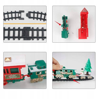 Kalėdinis elektrinis traukinukas Šv. Kalėdų senelio interaktyvi dekoracija