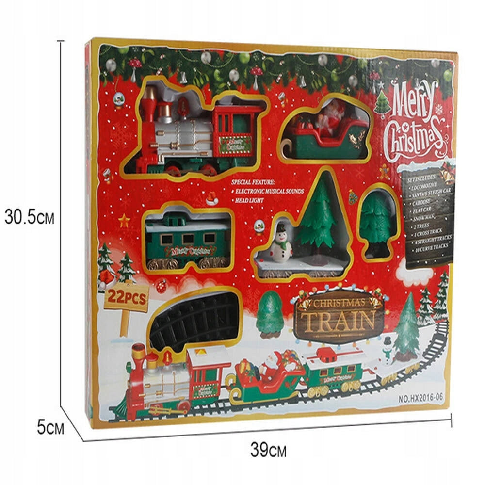 Kalėdinis elektrinis traukinukas Šv. Kalėdų senelio interaktyvi dekoracija