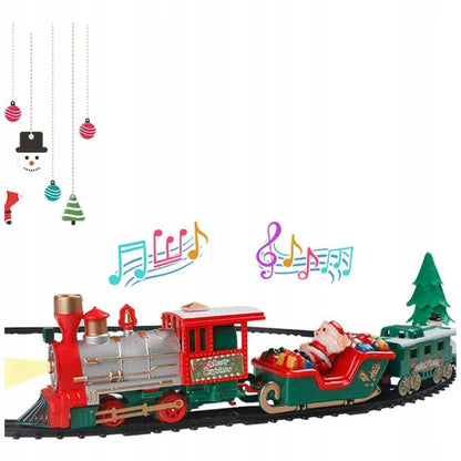 Kalėdinis elektrinis traukinukas Šv. Kalėdų senelio interaktyvi dekoracija