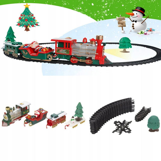 Kalėdinis elektrinis traukinukas Šv. Kalėdų senelio interaktyvi dekoracija