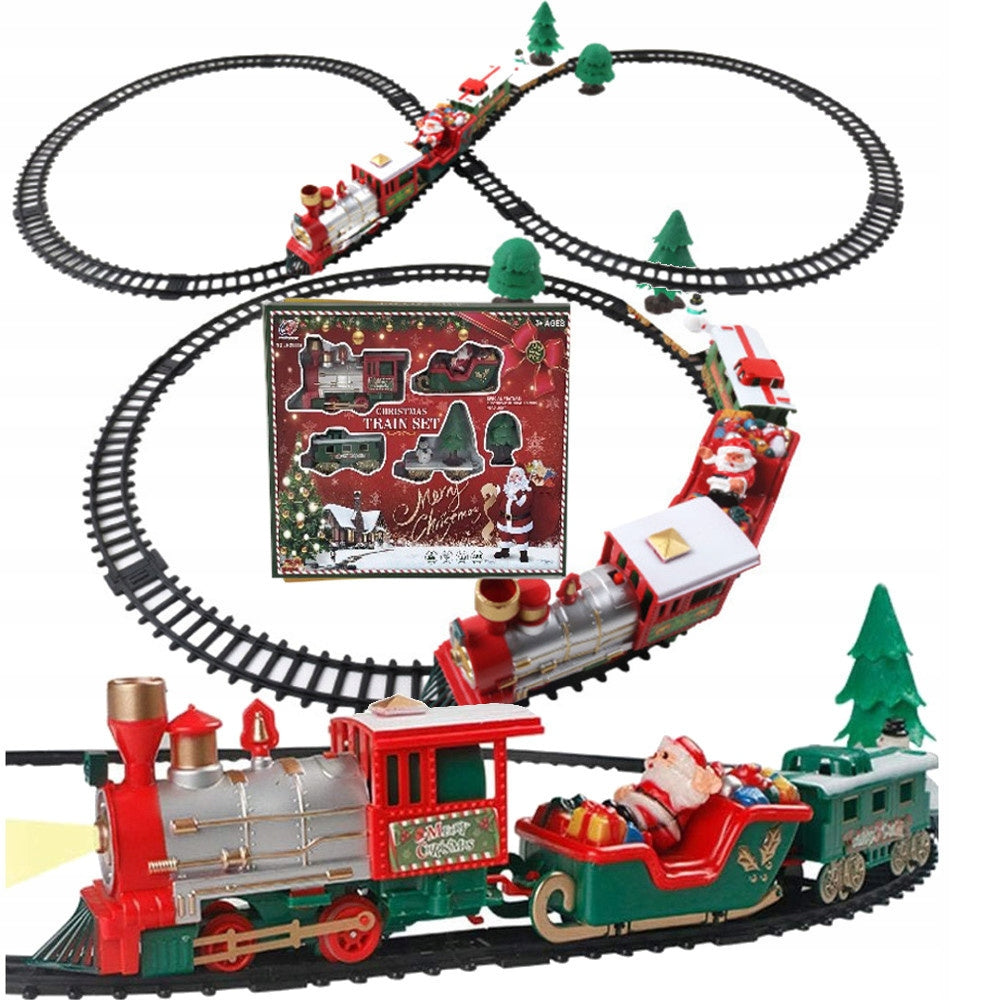 Kalėdinis elektrinis traukinukas Šv. Kalėdų senelio interaktyvi dekoracija