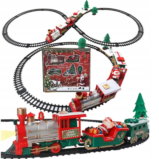 Kalėdinis elektrinis traukinukas Šv. Kalėdų senelio interaktyvi dekoracija