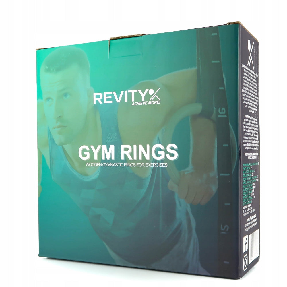 Mediniai gimnastikos žiedai pratimams su matuokliu ir rankenomis