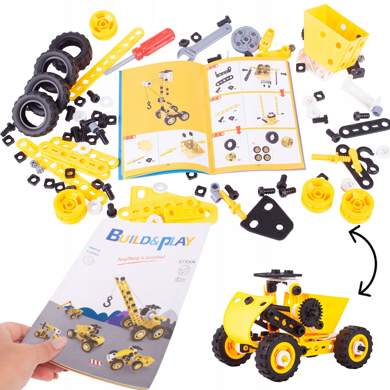 Kūrybiški Edukaciniai Konstrukciniai Blokeliai Transporto Priemonės Konstruktorius 8in1 Dovana