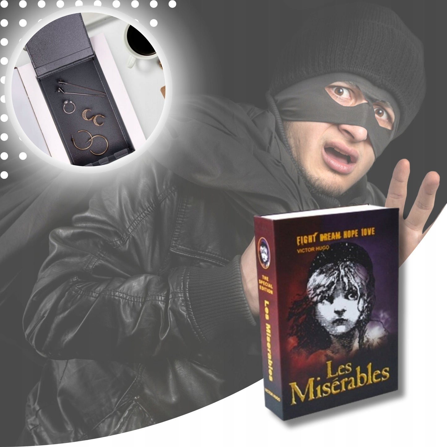 Seifinė knyga pinigams, paslėpta pinigų dėžutė, slėptuvė