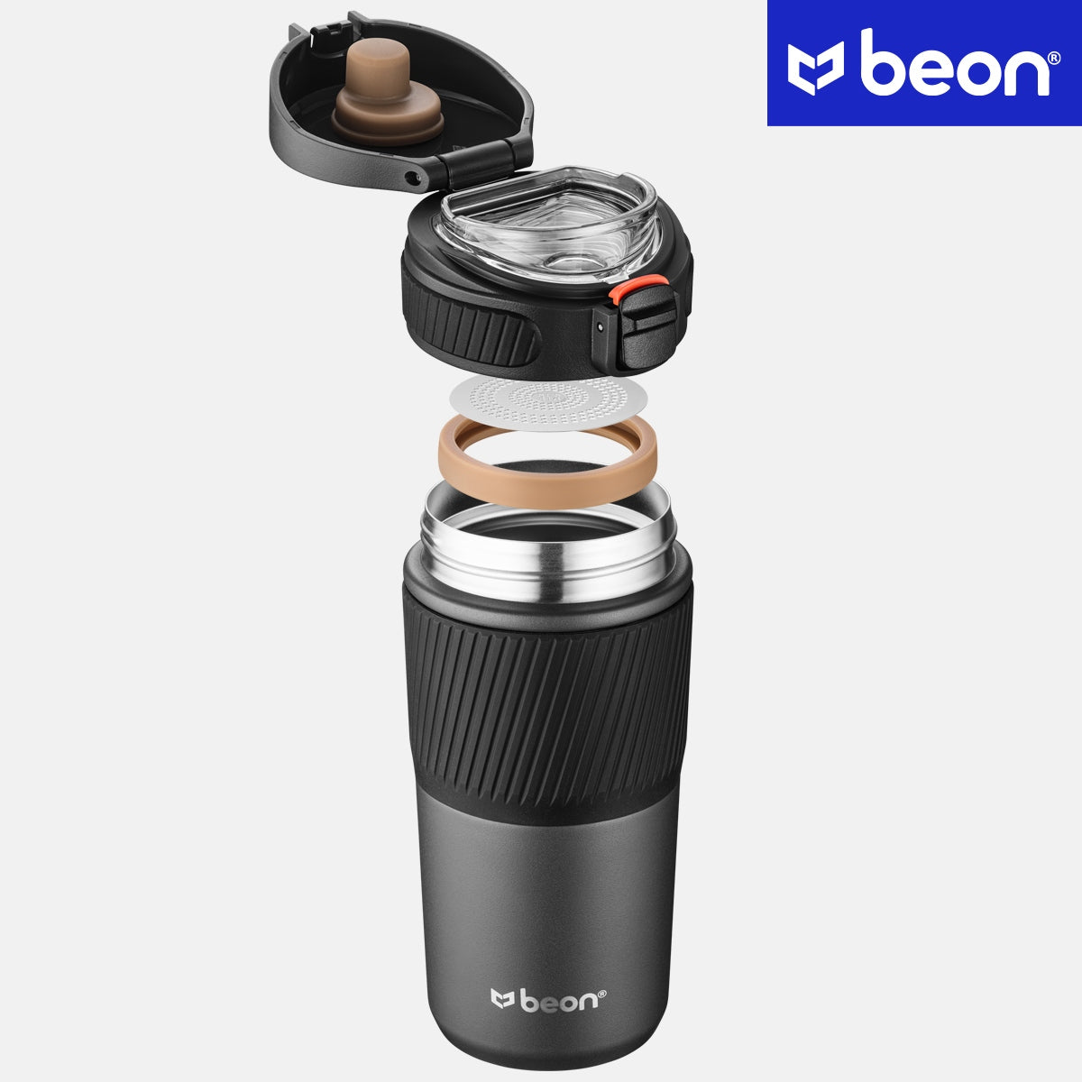 Termostatinis puodelis kavai, arbatai, automobilinis, sandarus, neslystantis, 450 ml