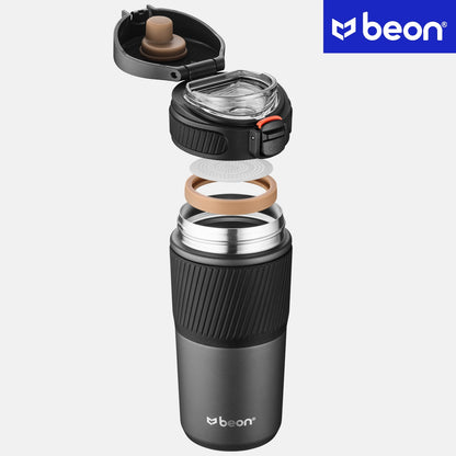 Termostatinis puodelis kavai, arbatai, automobilinis, sandarus, neslystantis, 450 ml